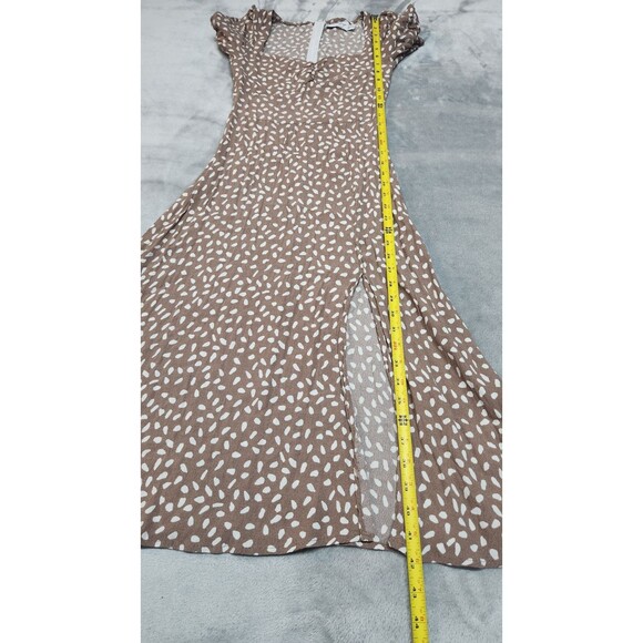 Petal & Pup Women's Size 4 Mocha Brown Franklin Midi Floral Dress Short Sleeve - Picture 8 of 9